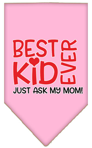 Ask My Mom Screen Print Pet Bandana Light Pink Large